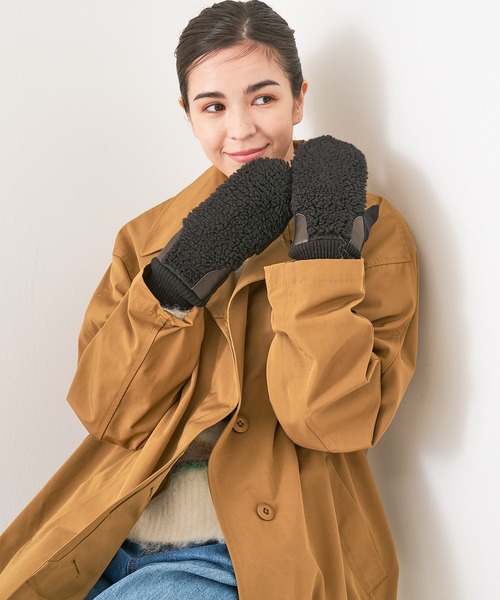 collex（コレックス）の「【福田手袋】【タッチパネル対応】ボアミトングローブ（手袋・レディース・ベージュ/チャコールグレー/ブラック/アイボリー・フリー）」の6枚目の写真