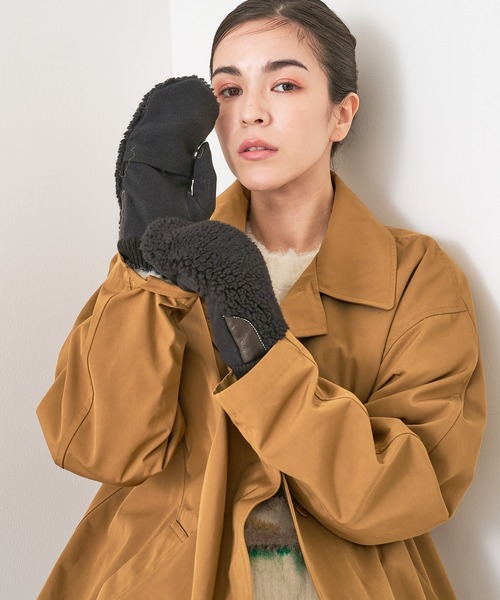 collex（コレックス）の「【福田手袋】【タッチパネル対応】ボアミトングローブ（手袋・レディース・ベージュ/チャコールグレー/ブラック/アイボリー・フリー）」の7枚目の写真