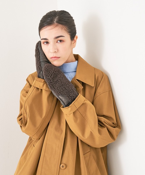 collex（コレックス）の「【福田手袋】【タッチパネル対応】ボアミトングローブ（手袋・レディース・ベージュ/チャコールグレー/ブラック/アイボリー・フリー）」の8枚目の写真