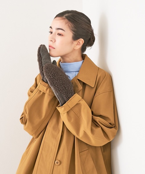 collex（コレックス）の「【福田手袋】【タッチパネル対応】ボアミトングローブ（手袋・レディース・ベージュ/チャコールグレー/ブラック/アイボリー・フリー）」の9枚目の写真