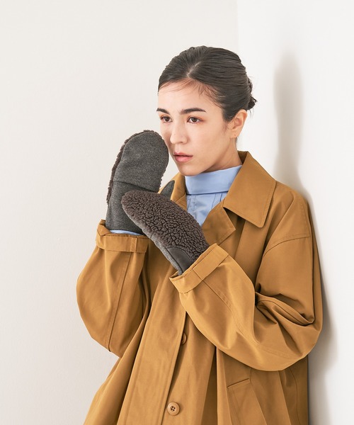 collex（コレックス）の「【福田手袋】【タッチパネル対応】ボアミトングローブ（手袋・レディース・ベージュ/チャコールグレー/ブラック/アイボリー・フリー）」の10枚目の写真