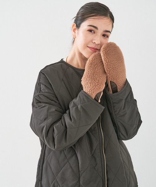 collex（コレックス）の「【福田手袋】【タッチパネル対応】ボアミトングローブ（手袋・レディース・ベージュ/チャコールグレー/ブラック/アイボリー・フリー）」の11枚目の写真