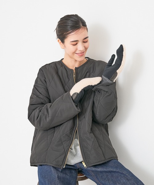 collex（コレックス）の「【福田手袋】【タッチパネル対応】ボアミトングローブ（手袋・レディース・ベージュ/チャコールグレー/ブラック/アイボリー・フリー）」の14枚目の写真