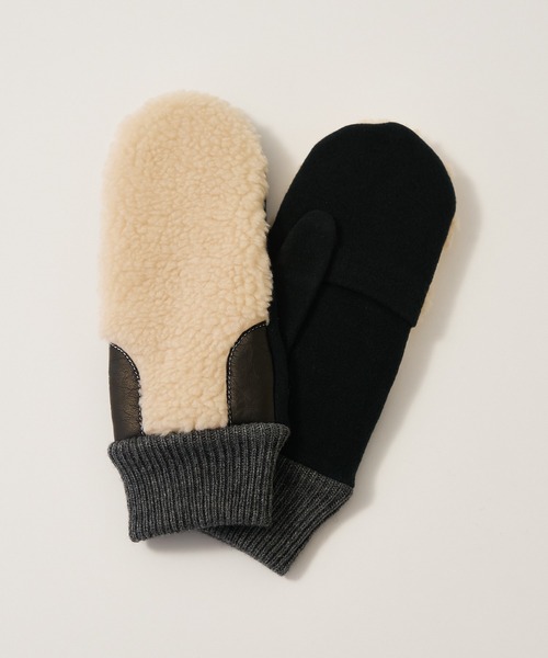 collex（コレックス）の「【福田手袋】【タッチパネル対応】ボアミトングローブ（手袋・レディース・ベージュ/チャコールグレー/ブラック/アイボリー・フリー）」の22枚目の写真