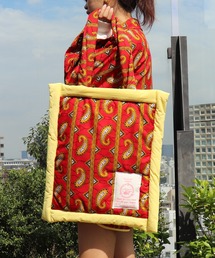 <moyan ecri>アフリカ生地使用トートバッグAFRICAN PUFF TOTE BAG