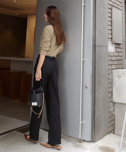 KOBE LETTUCE（コウベレタス）の「[ Reinaさんコラボ ] 2wayタックワイドデニム（デニムパンツ・レディース・ブラック/グレー・TM/S/M/PM）」の5枚目の写真