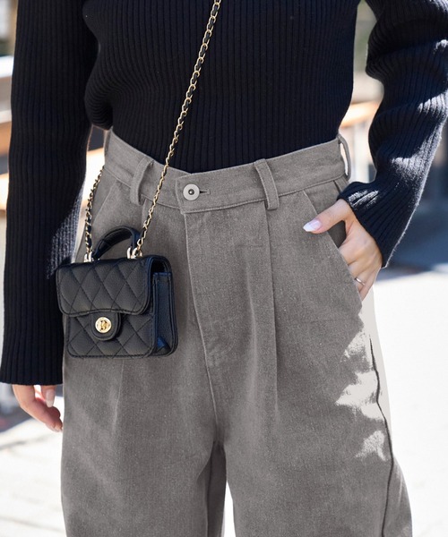 KOBE LETTUCE（コウベレタス）の「[ Reinaさんコラボ ] 2wayタックワイドデニム（デニムパンツ・レディース・ブラック/グレー・TM/S/M/PM）」の12枚目の写真