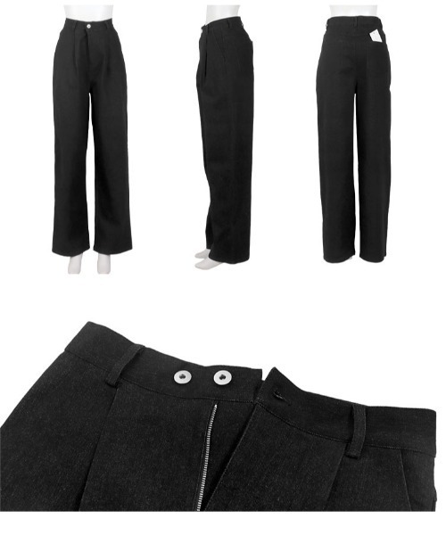 KOBE LETTUCE（コウベレタス）の「[ Reinaさんコラボ ] 2wayタックワイドデニム（デニムパンツ・レディース・ブラック/グレー・TM/S/M/PM）」の13枚目の写真