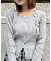 clear | 肩リボンニットカーディガン[細見え　大人カジュアル] ≪2024AW新作≫(ニット/セーター)