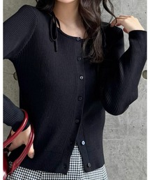 clear | 肩リボンニットカーディガン[細見え　大人カジュアル] ≪2024AW新作≫(ニット/セーター)