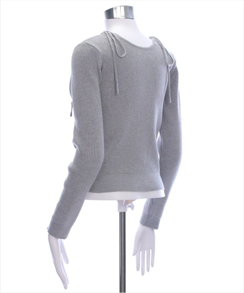 clear（クリア）の「肩リボンニットカーディガン[細見え　大人カジュアル] ≪2024AW新作≫（ニット/セーター・レディース・アイボリー/ブラウン/グレー/ブラック/サックスブルー・F）」の18枚目の写真