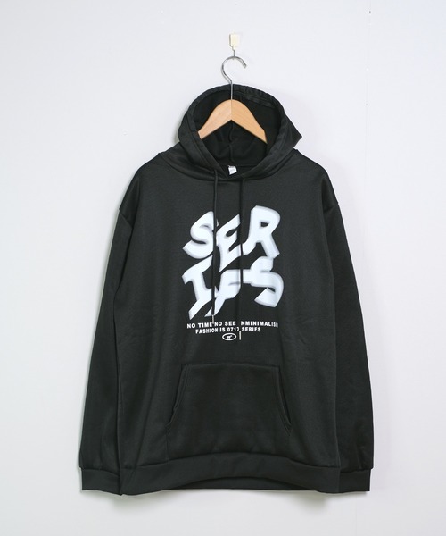 shopnikoniko（ショップニコニコ）の「パーカー オーバーサイズ スウェット ビッグシルエット ペイントロゴ フーディーパーカー（パーカー・レディース・ブラック・フリー）」の14枚目の写真