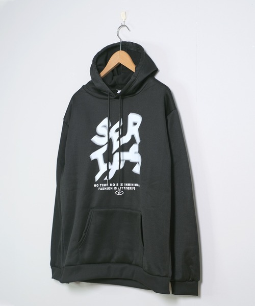 shopnikoniko（ショップニコニコ）の「パーカー オーバーサイズ スウェット ビッグシルエット ペイントロゴ フーディーパーカー（パーカー・レディース・ブラック・フリー）」の13枚目の写真