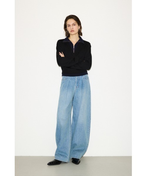 THROW by SLY デニムスカート SHINY FRONT SLIT COLUMN SK-E