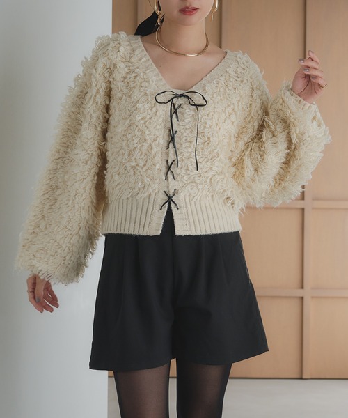 raffime（ラフィミー）の「2WAYループヤーンニット（ニット/セーター・レディース・アイボリー/モカ/ベージュ/グレー/チャコールグレー・フリー）」の8枚目の写真