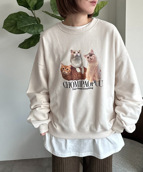 apres jour mignon(アプレジュールミニョン)の「【ちょみぱおぷー×apresjour mignonコラボアイテム】プリントスウェット【ZOZOTOWN限定アイテム】(スウェット・レディース・アイボリー/ナチュラル/杢グレー/ブラック系その他・X-LARGE/フリー)」の9枚目の写真