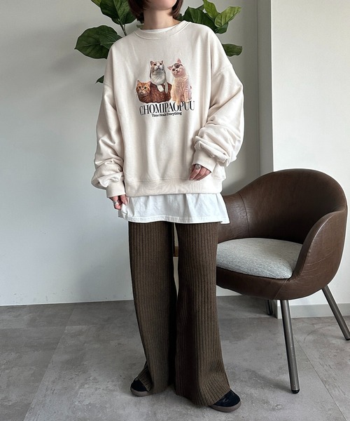 apres jour mignon(アプレジュールミニョン)の「【ちょみぱおぷー×apresjour mignonコラボアイテム】プリントスウェット【ZOZOTOWN限定アイテム】(スウェット・レディース・アイボリー/ナチュラル/杢グレー/ブラック系その他・X-LARGE/フリー)」の5枚目の写真