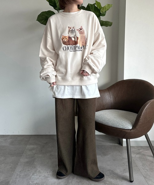 apres jour mignon(アプレジュールミニョン)の「【ちょみぱおぷー×apresjour mignonコラボアイテム】プリントスウェット【ZOZOTOWN限定アイテム】(スウェット・レディース・アイボリー/ナチュラル/杢グレー/ブラック系その他・X-LARGE/フリー)」の11枚目の写真