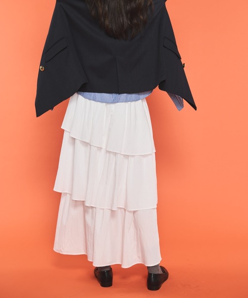 Shelly island(シェリーアイランド)の「ティアードスカート(スカート・レディース・ホワイト/ブラック・FREE)」の13枚目の写真