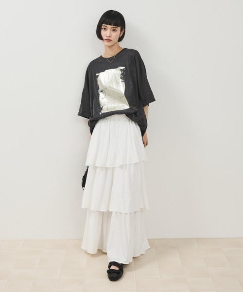 Shelly island(シェリーアイランド)の「ティアードスカート(スカート・レディース・ホワイト/ブラック・FREE)」の20枚目の写真