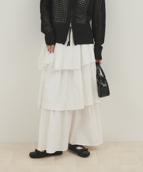 Shelly island(シェリーアイランド)の「ティアードスカート(スカート・レディース・ホワイト/ブラック・FREE)」の18枚目の写真