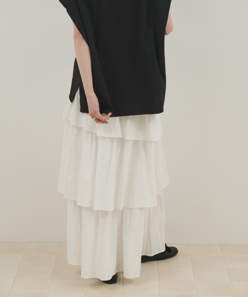 Shelly island(シェリーアイランド)の「ティアードスカート(スカート・レディース・ホワイト/ブラック・FREE)」の19枚目の写真