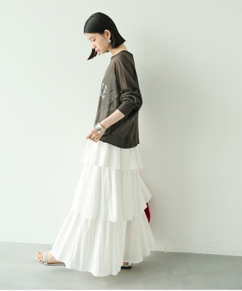 Shelly island(シェリーアイランド)の「ティアードスカート(スカート・レディース・ホワイト/ブラック・FREE)」の22枚目の写真