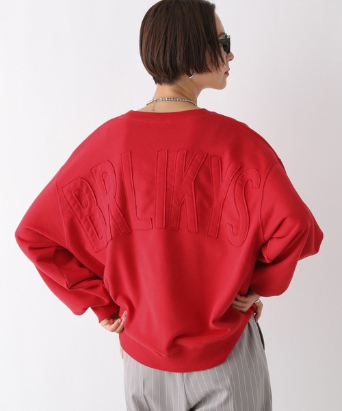 LEPSIM(レプシィム)の「パッチワークロゴプルオーバー 252922(スウェット・レディース・杢グレー/チャコールグレー/レッド・FREE)」の1枚目の写真