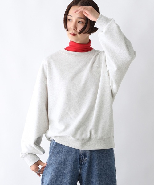 LEPSIM(レプシィム)の「パッチワークロゴプルオーバー 252922(スウェット・レディース・杢グレー/チャコールグレー/レッド・FREE)」の5枚目の写真