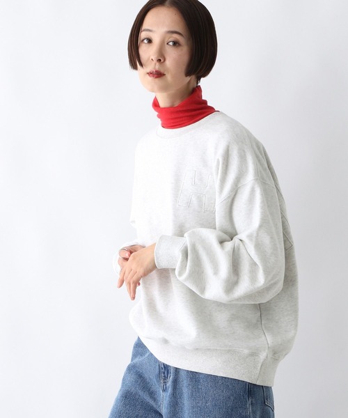 LEPSIM(レプシィム)の「パッチワークロゴプルオーバー 252922(スウェット・レディース・杢グレー/チャコールグレー/レッド・FREE)」の6枚目の写真