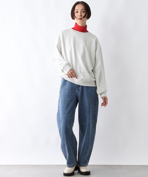 LEPSIM(レプシィム)の「パッチワークロゴプルオーバー 252922(スウェット・レディース・杢グレー/チャコールグレー/レッド・FREE)」の8枚目の写真