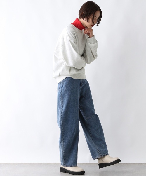 LEPSIM(レプシィム)の「パッチワークロゴプルオーバー 252922(スウェット・レディース・杢グレー/チャコールグレー/レッド・FREE)」の9枚目の写真