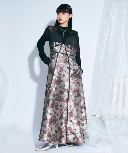 Ezick（エジック）の「Piping line ジャガードキャミドレス（ワンピース・レディース・ブラック/スモークピンク/パープル・FREE）」の22枚目の写真