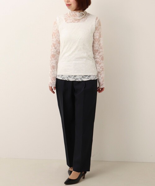 MICO COULIER（ミコクリエ）の「《オケージョン対応》花柄チュールレースカットソー（Tシャツ/カットソー・レディース・ブラック/オフホワイト・38）」の3枚目の写真