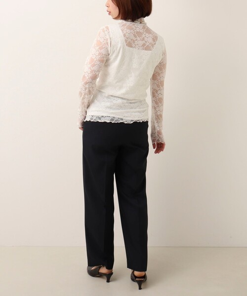 MICO COULIER（ミコクリエ）の「《オケージョン対応》花柄チュールレースカットソー（Tシャツ/カットソー・レディース・ブラック/オフホワイト・38）」の5枚目の写真