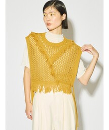MIDIUMISOLID for Ladies サイドリボンフリンジメッシュベスト