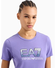 EMPORIO ARMANI EA7 | 【エンポリオ アルマーニ EA7】Logo Series クルーネックTシャツ ストレッチコットン スパンコールロゴ(Tシャツ/カットソー)
