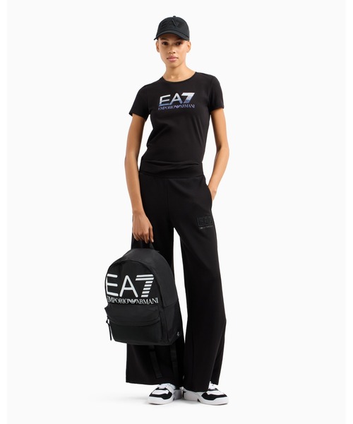 EMPORIO ARMANI EA7（エンポリオアルマーニイーエーセブン）の「【エンポリオ アルマーニ EA7】Logo Series クルーネックTシャツ ストレッチコットン スパンコールロゴ（Tシャツ/カットソー・レディース・ブラック/ホワイト/パープル・LARGE/SMALL/MEDIUM/X-SMALL）」の7枚目の写真