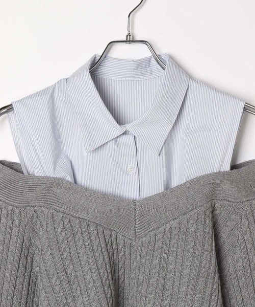 Heather（ヘザー）の「オフショルレイヤードニット　323484（ニット/セーター・レディース・グレー/ネイビー/アイボリー・FREE）」の4枚目の写真
