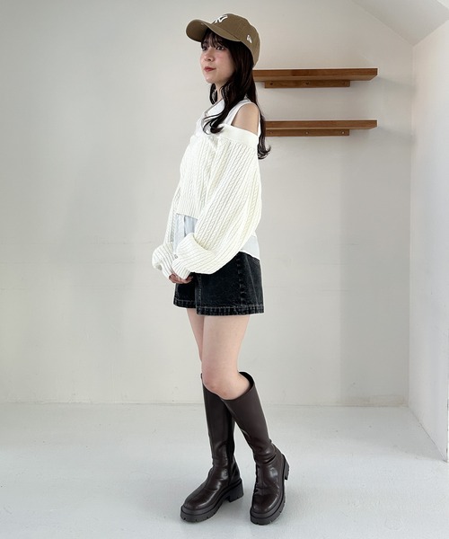 Heather（ヘザー）の「オフショルレイヤードニット　323484（ニット/セーター・レディース・グレー/ネイビー/アイボリー・FREE）」の21枚目の写真