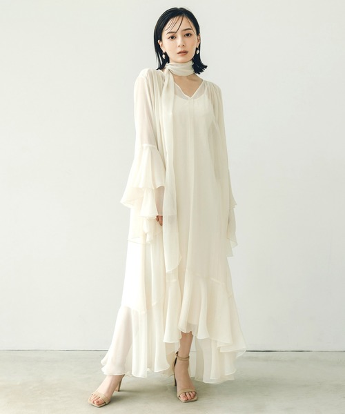【良品】DOLCE&GAABANA シフォンワンピース 総柄 フリル 36 S セール】シフォンラッフルワンピース（ワンピース）｜anuans（ア