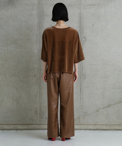 CHIGNON(シニヨン)の「(CHUGNON)ベロアメッシュTシャツ(Tシャツ/カットソー・レディース・ホワイト/ブラウン・ONE SIZE)」の13枚目の写真