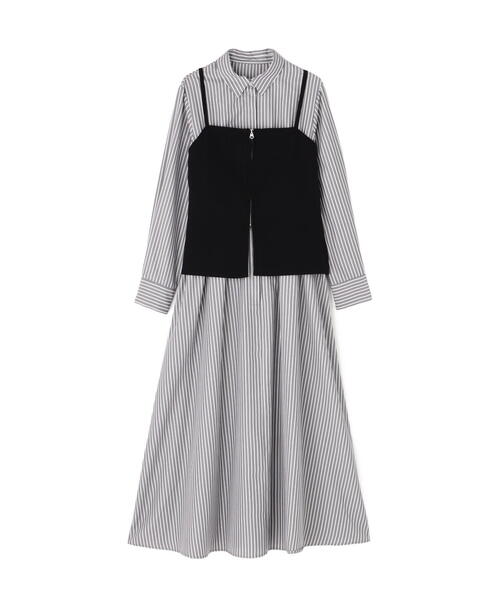 NATURAL BEAUTY BASIC（ナチュラルビューティーベーシック）の「◇ビスチェレイヤードシャツワンピース（シャツワンピース・レディース・グレー系その他/ブルー・MEDIUM/SMALL/P/S）」の10枚目の写真