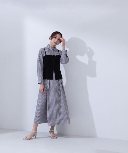 NATURAL BEAUTY BASIC（ナチュラルビューティーベーシック）の「◇ビスチェレイヤードシャツワンピース（シャツワンピース・レディース・グレー系その他/ブルー・MEDIUM/SMALL/P/S）」の11枚目の写真