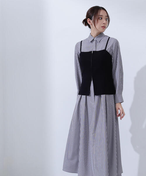 NATURAL BEAUTY BASIC（ナチュラルビューティーベーシック）の「◇ビスチェレイヤードシャツワンピース（シャツワンピース・レディース・グレー系その他/ブルー・MEDIUM/SMALL/P/S）」の12枚目の写真