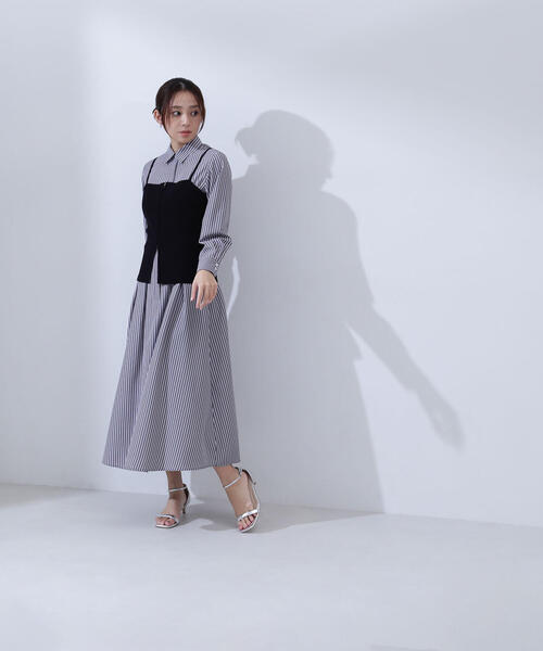 NATURAL BEAUTY BASIC（ナチュラルビューティーベーシック）の「◇ビスチェレイヤードシャツワンピース（シャツワンピース・レディース・グレー系その他/ブルー・MEDIUM/SMALL/P/S）」の15枚目の写真