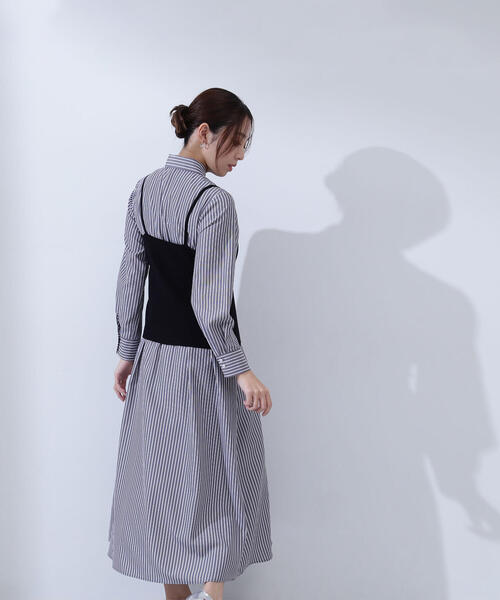 NATURAL BEAUTY BASIC（ナチュラルビューティーベーシック）の「◇ビスチェレイヤードシャツワンピース（シャツワンピース・レディース・グレー系その他/ブルー・MEDIUM/SMALL/P/S）」の16枚目の写真