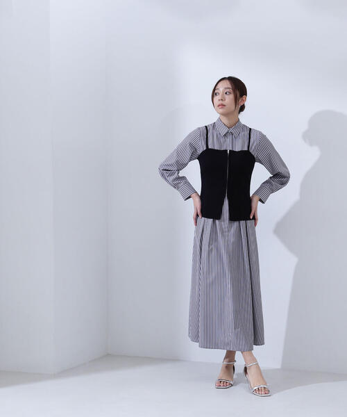 NATURAL BEAUTY BASIC（ナチュラルビューティーベーシック）の「◇ビスチェレイヤードシャツワンピース（シャツワンピース・レディース・グレー系その他/ブルー・MEDIUM/SMALL/P/S）」の17枚目の写真