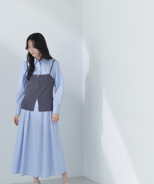 NATURAL BEAUTY BASIC（ナチュラルビューティーベーシック）の「◇ビスチェレイヤードシャツワンピース（シャツワンピース・レディース・グレー系その他/ブルー・MEDIUM/SMALL/P/S）」の22枚目の写真