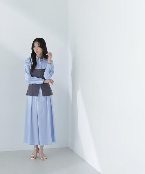 NATURAL BEAUTY BASIC（ナチュラルビューティーベーシック）の「◇ビスチェレイヤードシャツワンピース（シャツワンピース・レディース・グレー系その他/ブルー・MEDIUM/SMALL/P/S）」の3枚目の写真